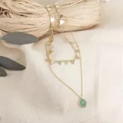 Ciondolo ovale modello puntini in resina epossidica 14x9 mm - Dorato Terracotta x1