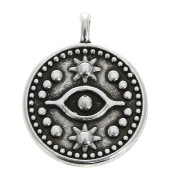 Pendente tondo modello occhio mistico 18.5x15 mm - Placcatura Argento Antico x1|raw }}
