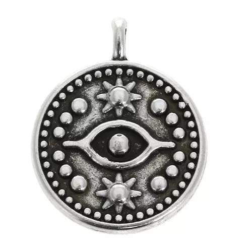 Pendente tondo modello occhio mistico 18.5x15 mm - Placcatura Argento Antico x1