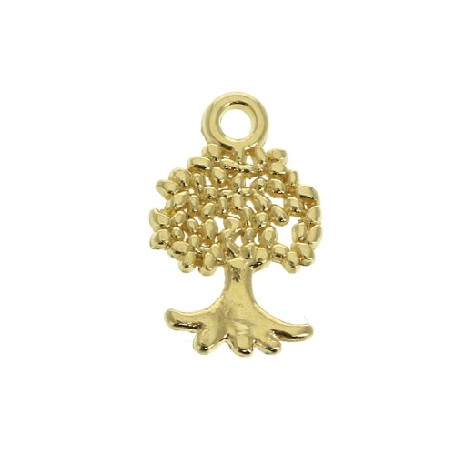 Ciondolo albero de vita 13x8 mm - Dorato con oro fino x1
