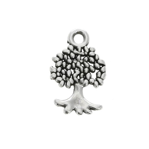 Ciondolo albero de vita 13x8 mm - Placcatura argento antico x1