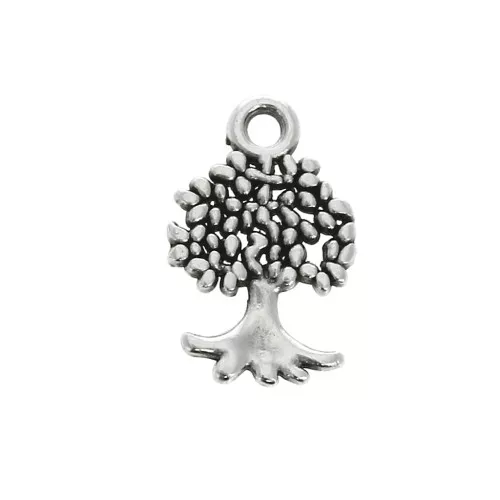 Ciondolo albero de vita 13x8 mm - Placcatura argento antico x1