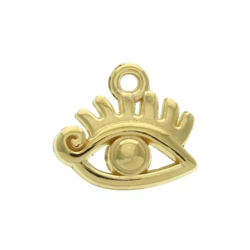 Ciondolo oeil en zamac 11x12 mm - Dorato à l'or fin x1