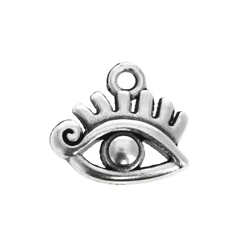 Ciondolo occhio 11x12 mm - Placcatura argento antico x1