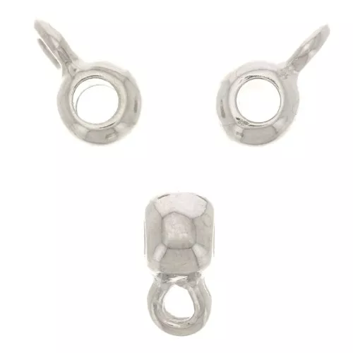 Palle metallo per attacare ciondoli mm. 6x4 Rodiato x6