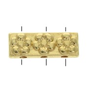 Distanziatore rettangolo 3 fori- modello fiori 17x6 mm - Dorato con oro fino x1|raw }}