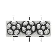 Distanziatore rettangolo 3 fori - modello fiori 17x6 mm Placcatura argento antico|raw }}