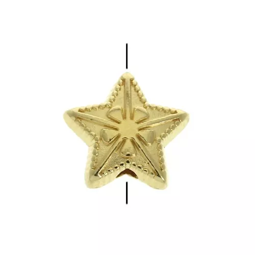 Perla stella 10 mm - Dorato con oro fino x1