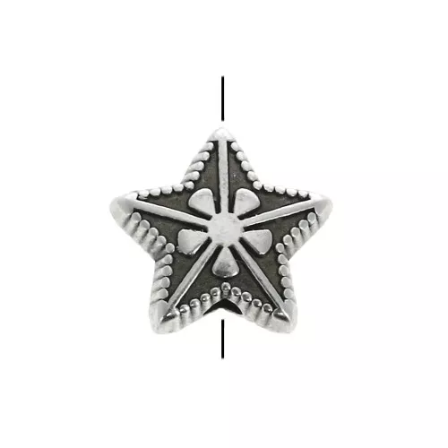 Perla stella 10 mm - Placcatura Argento Antico x1