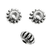 Perla rondella rigate 7 mm - Placcatura Argento Antico x1