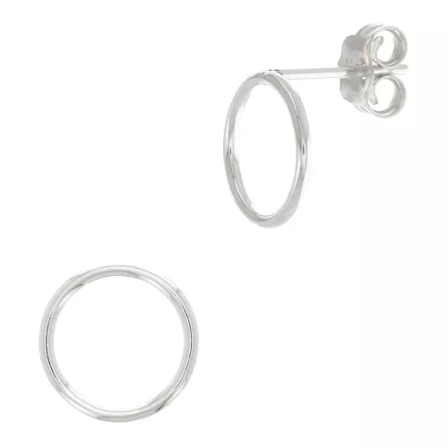 Chiodi di orecchie cerchio scavato 10 mm in Argento 925 x2