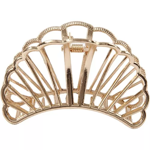 Molletta per i capelli 52x80 mm - forma conchiglia - Dorato x1