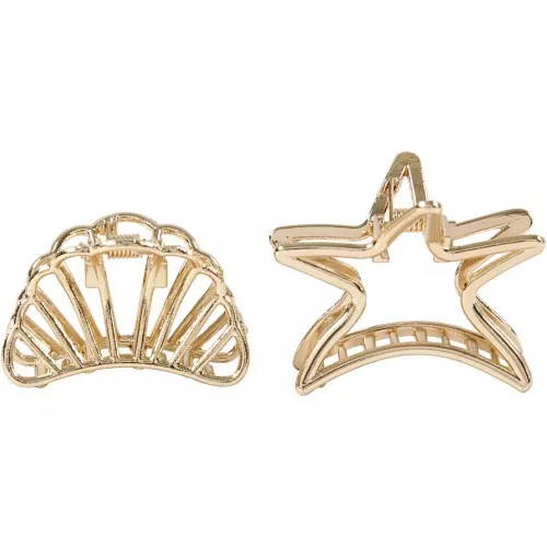Molletta per i capelli - forma conchiglia e stella - Dorato x2