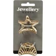 Molletta per i capelli - forma conchiglia e stella - Dorato x2