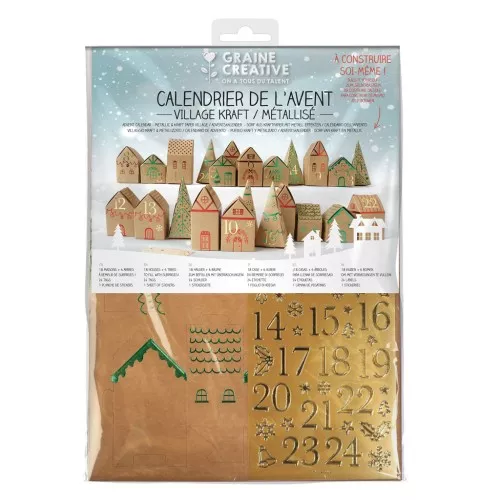 Calendario dell'avvento Fai da te - Paesino Kraft - metallizzato x1
