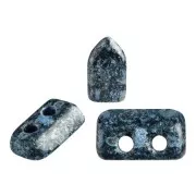 Perle in vetro Piros® di Puca® 2x5 mm Metallic Mat Blue Spotted x10g