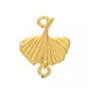 Distanziatore 2 anelli Ginkgo in zama 16x14 mm - Dorato all'oro fino x1