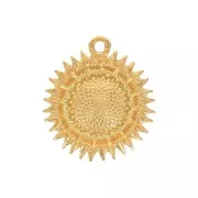 Pendente girasole in zama 19x17 mm - Dorato all'oro fino x1