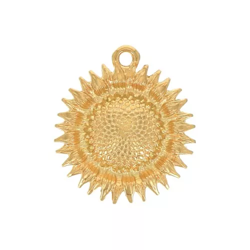 Pendente girasole in zama 19x17 mm - Dorato all'oro fino x1