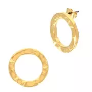 Chiodi di orecchie tondi scavati martellati 20 mm - Dorato all'oro fino x2