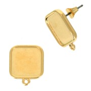 Chiodi di orecchie quadrato base per resina-polimero 17x15mm Dorato all'oro finox2|raw }}