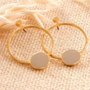 Chiodi di orecchie cerchio scavato e resina 48x34.5mm - Dorato oro fino - Rossox2