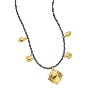 Mini ciondolo rombo con palline 12x9 mm - Dorato con oro fino x1