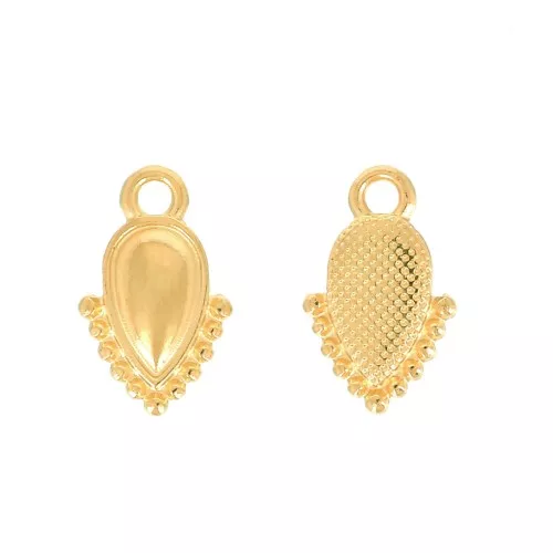 Mini ciondolo goccia con palline 13x8 mm - Dorato con oro fino x1