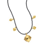 Mini ciondolo goccia con palline 13x8 mm - Dorato con oro fino x1