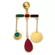 Distanziatore - sbarra 4 anelli 11x30mm Dorato all'oro fino - Nero x1