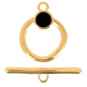 Chiusura a T per bracciale o collana 19 mm - Dorato all'oro fino - Nero x1