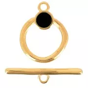 Chiusura a T per bracciale o collana 19 mm - Dorato all'oro fino - Nero x1
