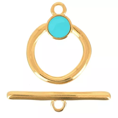 Chiusura a T per bracciale o collana 19 mm - Dorato all'oro fino - Turchesex1