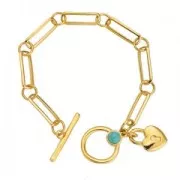 Chiusura a T per bracciale o collana 19 mm - Dorato all'oro fino - Turchesex1