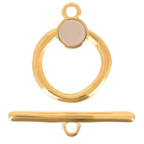 Chiusura a T per bracciale o collana 19 mm - Dorato all'oro fino - Talpa x1