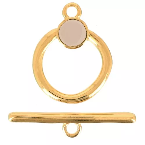 Chiusura a T per bracciale o collana 19 mm - Dorato all'oro fino - Talpa x1