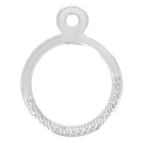 Pendente anello martellato 23x18 mm - placcatura argento fino anticato x1