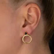 Pendente anello martellato 23x18 mm - placcatura argento fino anticato x1