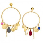 Pendente - chandelier tondo scavato 62 mm con 7 fori - placcatura argento fino anticato x1