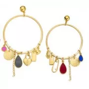 Pendente - chandelier tondo scavato 62 mm con 7 fori - placcatura argento fino anticato x1