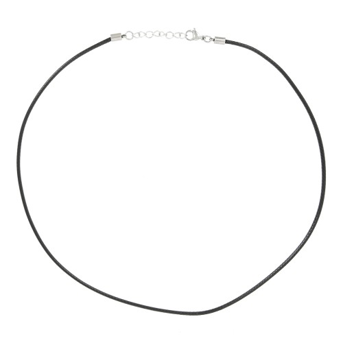 Girocollo cotone cerato 2 mm e chiusura in acciaio inossidabile - Nero x48cm