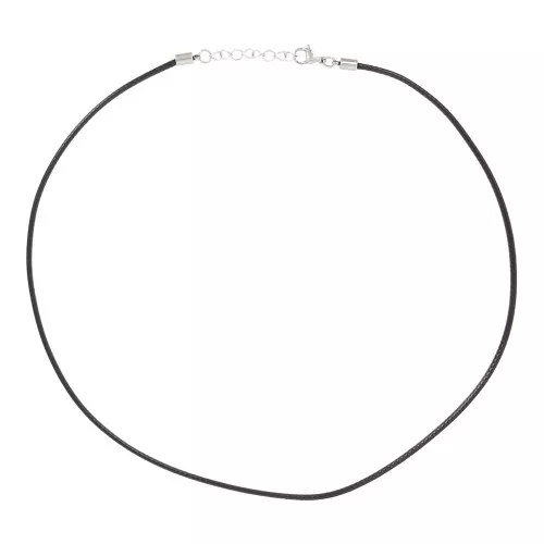Girocollo cotone cerato 2 mm e chiusura in acciaio inossidabile - Nero x48cm