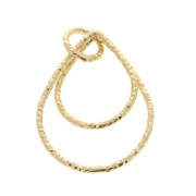 Pendente doppia goccia diamantato 20x15 mm in Argento 925 Dorato con oro fino x1
