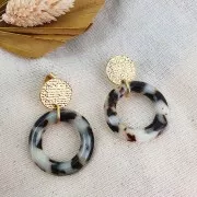 Pendente anello 30 mm in acetato di cellulosa - Marmorizzato Arancione x1