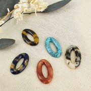 Pendente ovale 29x18 mm in acetato di cellulosa -Tartaruga - Marrone - Nero