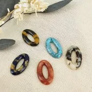 Pendente ovale 29x18 mm in acetato di cellulosa -Tartaruga - Marrone - Nero