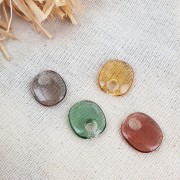 Ciondolo ovale design in acrilico 17.5x15 mm - Marrone trasparente x1