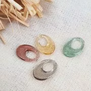 Pendente ovale traforato in acrilico 20x14 mm - Verde trasparente x1