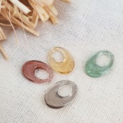 Pendente ovale traforato in acrilico 20x14 mm - Marrone trasparente x1