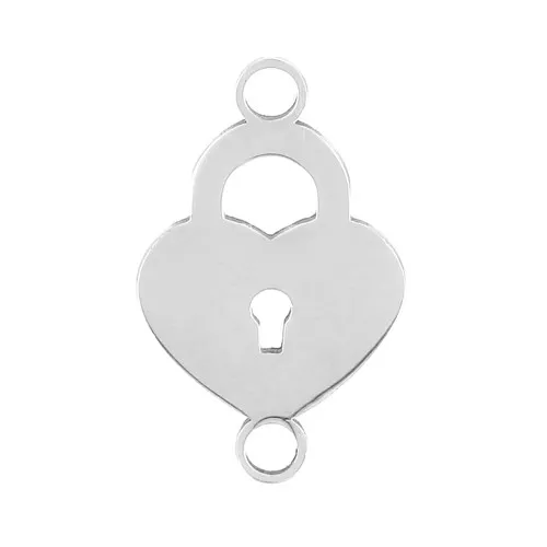 Distanziatore lucchetto cuore 2 anelli 19x12 mm - Acciaio inossidabile x1